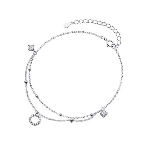 Simple Style Classic Style Solid Color Sterling Silver Inlay Zircon Women's Anklet