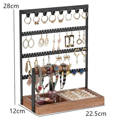 Fashion Geometric Solid Wood Iron Jewelry Display Jewelry Rack