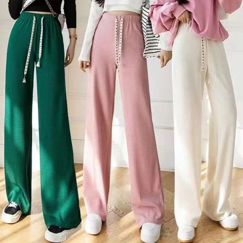 Women's Class School Daily Classic Style Simple Solid Color Ankle-Length Full Length Drawstring Elastic Waist Washed Casual Pants Sweatpants