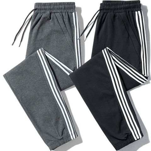 Women's Class Indoor Daily Simple Style Stripe Simple Solid Color Full Length Drawstring Elastic Waist Washed Casual Pants Jogger Pants Sweatpants