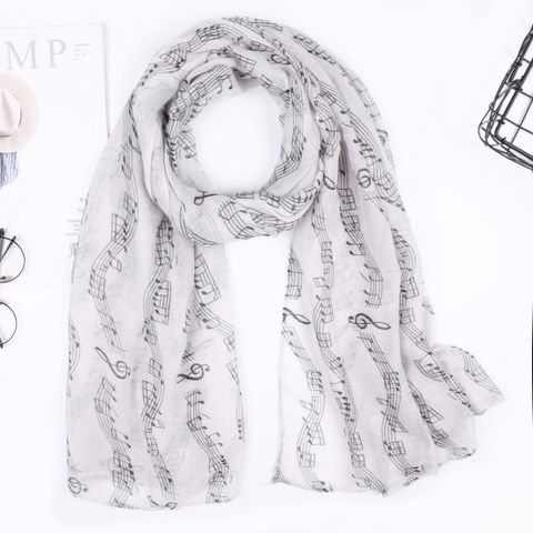 Women's Simple Style Notes Polyester Scarf