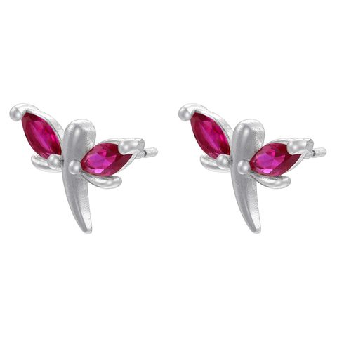 1 Pair IG Style Simple Style Dragonfly Inlay Copper Zircon 18K Gold Plated Ear Studs