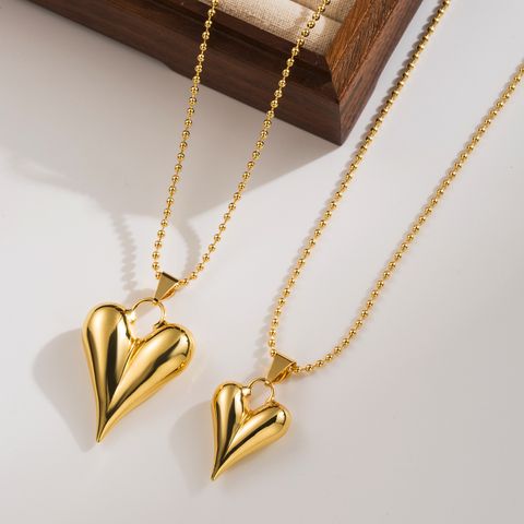 Copper 18K Gold Plated Basic Modern Style Classic Style Heart Shape Solid Color Pendant Necklace