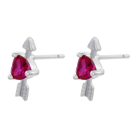 1 Pair IG Style Modern Style Heart Shape Plating Inlay Copper Zircon 18K Gold Plated Ear Studs