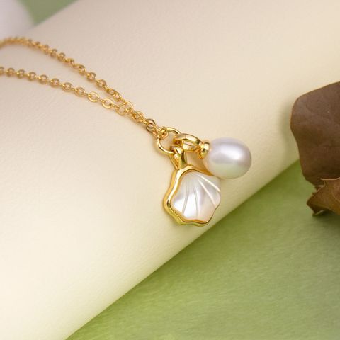 Elegant Simple Style Shell Freshwater Pearl Copper Rings Earrings Necklace In Bulk