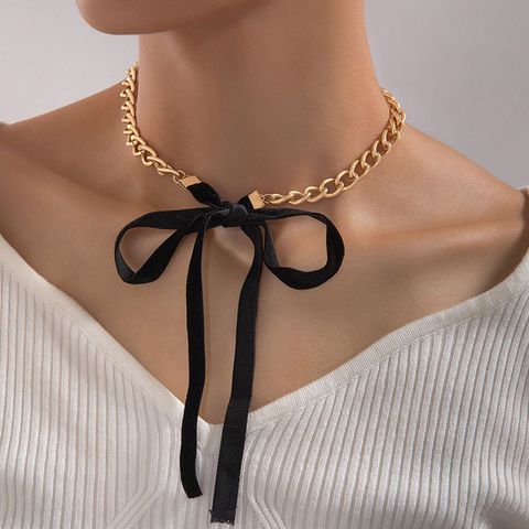 Wholesale Jewelry Elegant Luxurious Bow Knot Alloy Artificial Pearls Layered Chain Inlay Choker