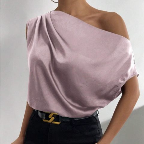 Women's Blouse Short Sleeve Blouses Elegant Simple Style Solid Color