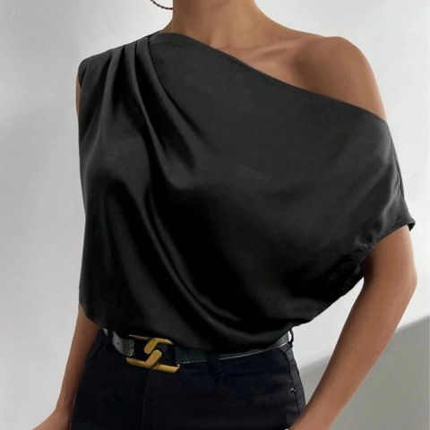Women's Blouse Short Sleeve Blouses Elegant Simple Style Solid Color