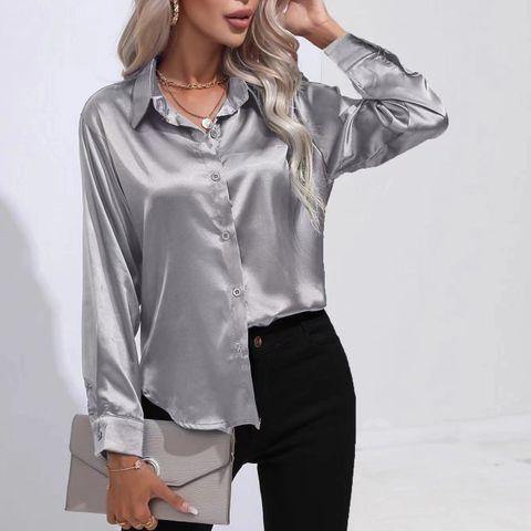 Women's Blouse Long Sleeve Blouses Basic Simple Style Solid Color