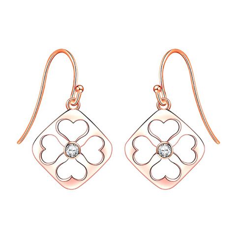 1 Pair IG Style Casual Elegant Heart Shape Petal Plating Inlay Sterling Silver Zircon Rose Gold Plated Drop Earrings
