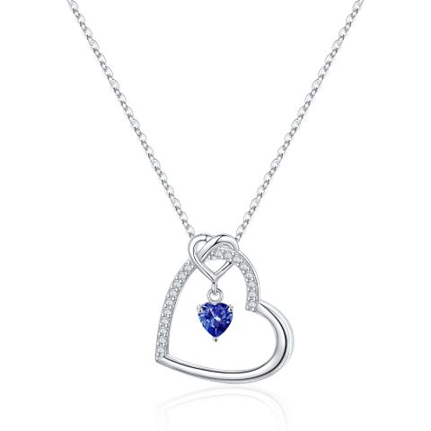 Sterling Silver Elegant Lady Modern Style Plating Inlay Heart Shape Birthstone Zircon Pendant Necklace