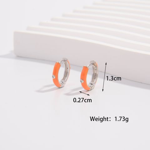 1 Pair Cute Lady Sweet Round Plating Inlay Sterling Silver Zircon White Gold Plated Hoop Earrings