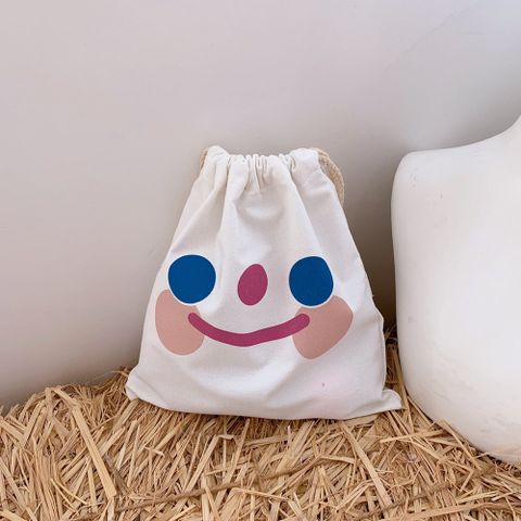 Cute Clouds Smiley Face Canvas Storage Bag 1 Piece