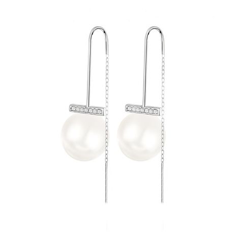 1 Pair Elegant Lady Modern Style Tassel Polishing Plating Inlay Sterling Silver Artificial Pearls Drop Earrings