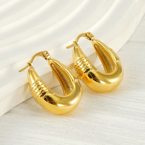 1 Pair IG Style Modern Style Classic Style U Shape 304 Stainless Steel 18K Gold Plated Hoop Earrings