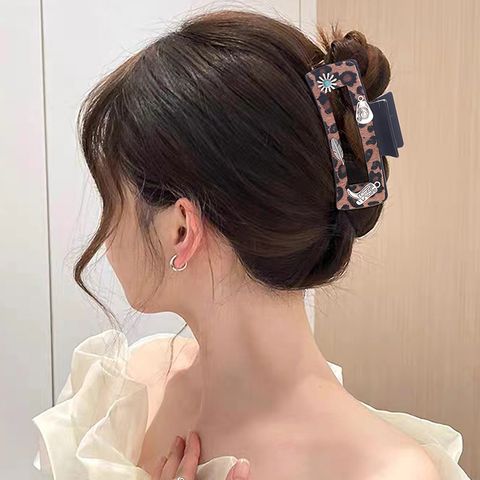 Frau Dame Süss Koreanische Art Feder Blume Stiefel Pu-Leder Legierung Haarkrallen