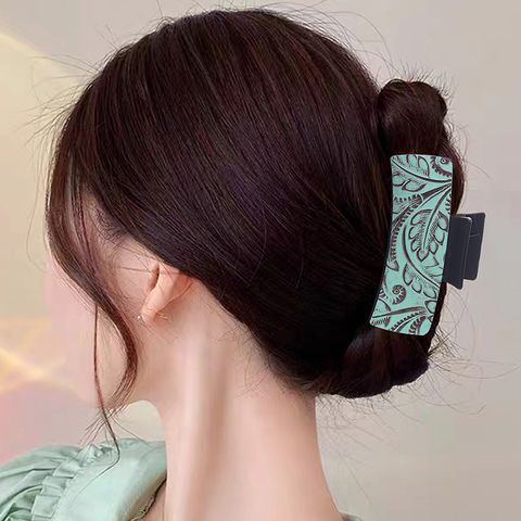Frau Dame Klassischer Stil Koreanische Art Drucken Pu-Leder Legierung Haarkrallen