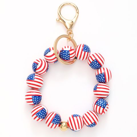 Exaggerated Novelty Modern Style Star American Flag Wooden Beads Beaded Independence Day Unisex Bracelets