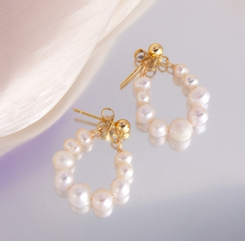 Elegant Pearl Freshwater Pearl Sterling Silver Women's Earrings