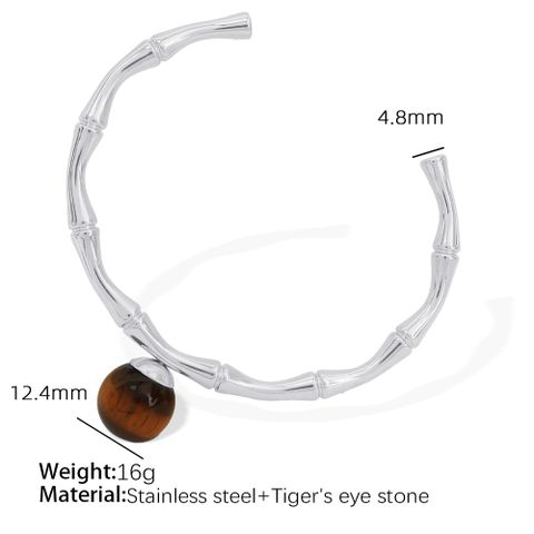 Titanium Steel 18K Gold Plated IG Style Classic Style Plating Inlay Bamboo Agate Tiger Eye Bracelets Necklace