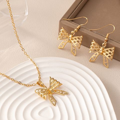 Exaggerated Simple Style Commute Shamrock Star Bow Knot Alloy Wholesale Earrings Necklace Jewelry Set