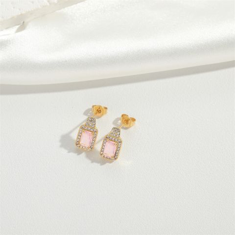 1 Pair Simple Style Classic Style Solid Color Plating Inlay Copper Zircon Gold Plated Ear Studs