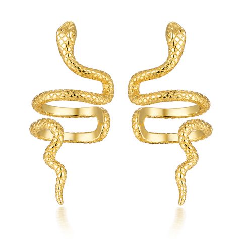 1 Pair Vacation Punk Simple Style Snake Plating Sterling Silver White Gold Plated Gold Plated Ear Cuffs