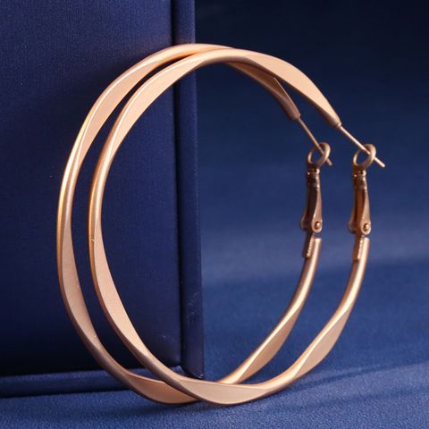 1 Pair Simple Style Round Solid Color Alloy Hoop Earrings
