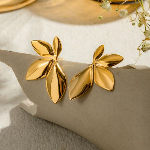 1 Pair Simple Style Classic Style Solid Color Plating 304 Stainless Steel 18K Gold Plated Earrings