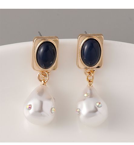 1 Pair Casual Vintage Style Geometric Inlay Artificial Pearl Zinc Alloy Glass Ear Studs