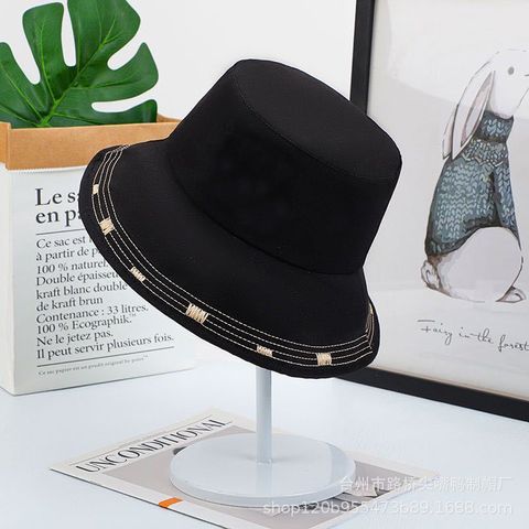 Women's Simple Style Color Block Printing Flat Eaves Bucket Hat