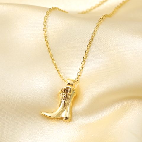 Wholesale IG Style Baroque Style Modern Style Boots Copper Imitation Gold Plated Pendant Necklace