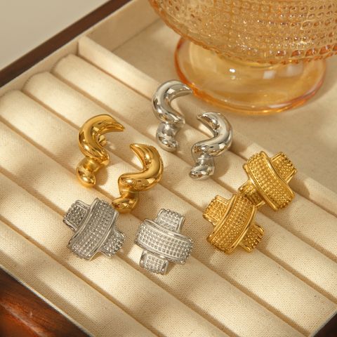 1 Pair Vintage Style Simple Style S Shape Geometric Plating 304 Stainless Steel 18K Gold Plated Ear Studs