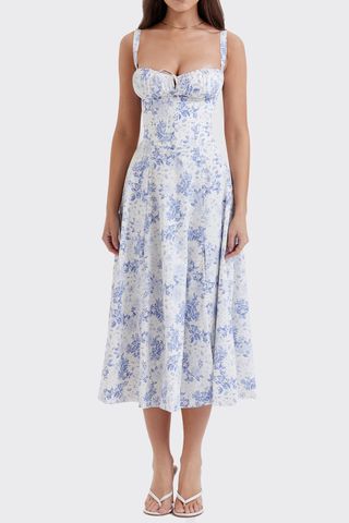 Women's Irregular Skirt Casual Square Neck Printing Short Sleeve Ditsy Floral Midi Dress Daily