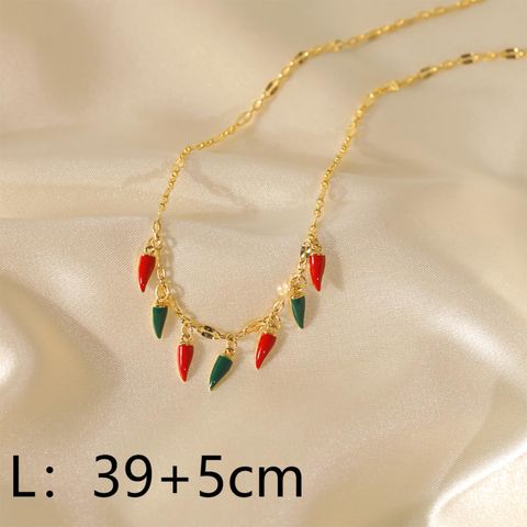 Wholesale IG Style Bohemian Modern Style Chili Copper 14K Gold Plated Pendant Necklace