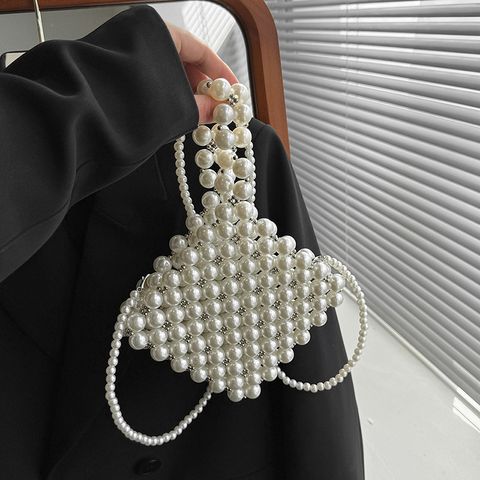 Women's Medium Plastic Solid Color Elegant Vintage Style Beading Open Crossbody Bag