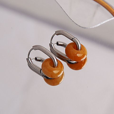 1 Pair Casual Simple Style Circle 304 Stainless Steel Drop Earrings