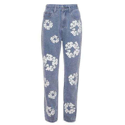 Women's Casual Simple Style Printing Full Length Printing Jeans