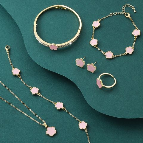 Simple Style Flower Alloy Plating Women's Jewelry Set