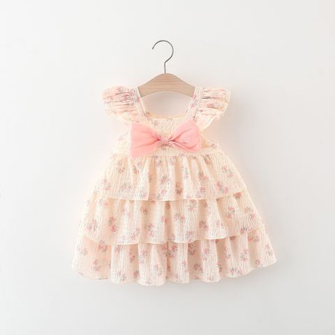 Cute Bow Knot Cotton Girls Dresses