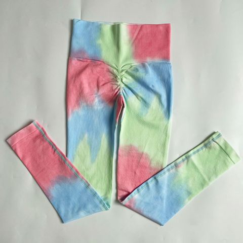 Simple Style Tie Dye Cotton Blend Spandex U Neck Active Sets Vest Jogger Pants