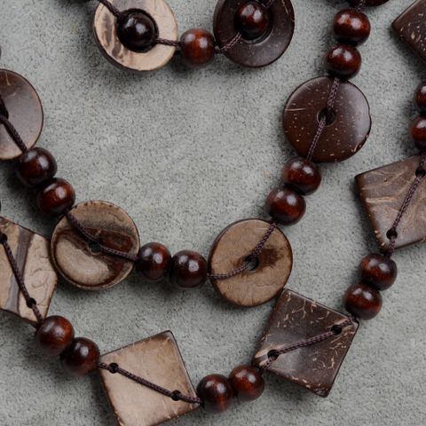 Vintage Style Exaggerated Classic Style Round Square Wooden Beads Wood Coconut Shell Charcoal Women's Layered Necklaces