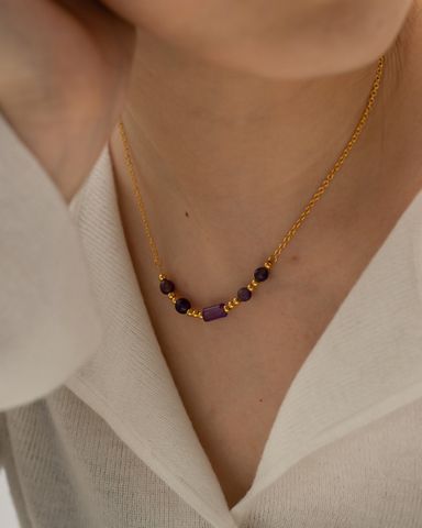 Edelstahl 304 Stein Ferien Süss Perlen Überzug Geometrisch Halskette