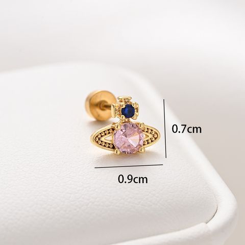 1 Piece Ear Cartilage Rings & Studs Simple Style Classic Style Heart Shape 316 Stainless Steel  Copper Polishing Inlay Diamond 18K Gold Plated Ear Cartilage Rings & Studs