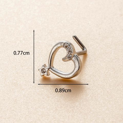1 Piece Nose Rings & Studs Casual Simple Style Classic Style Heart Shape 316L Stainless Steel  Copper Inlay Zircon Nose Rings & Studs