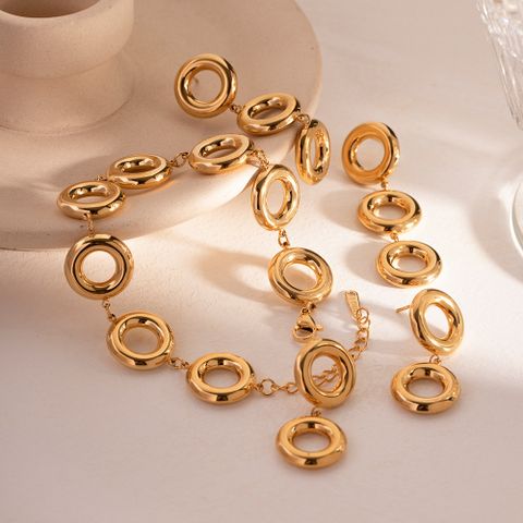 Basic Vintage Style Commute Round 304 Stainless Steel 18K Gold Plated Bracelets In Bulk