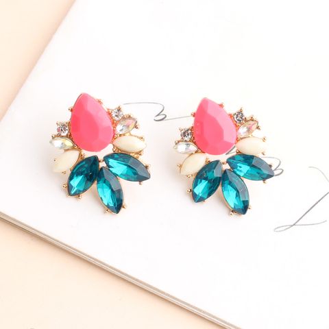 1 Pair Modern Style Classic Style Shiny Geometric Water Droplets Plating Inlay Alloy Acrylic Rhinestones Gold Plated Ear Studs