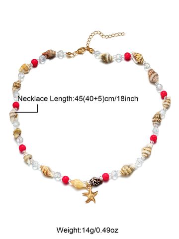 Beach Starfish Conch Shell Stone Beaded Women's Necklace