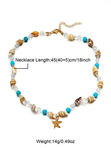 Beach Starfish Conch Shell Stone Beaded Women's Necklace