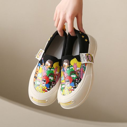 Women's Casual Sports Cartoon Round Toe Canvas Shoes